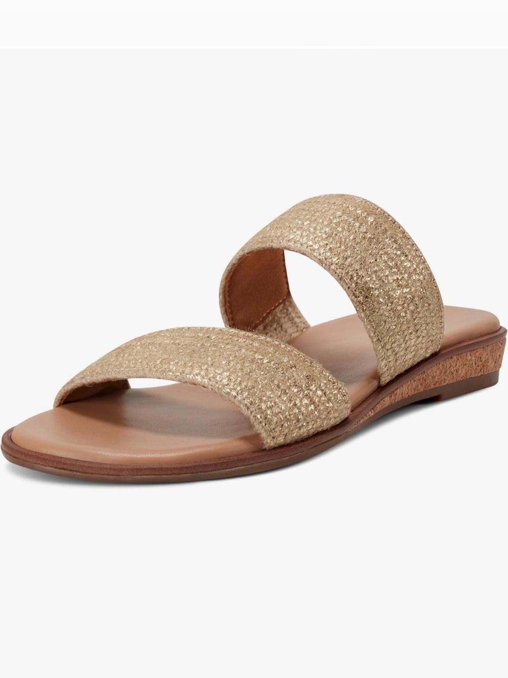 Easy Spirit Gold Braided Double-Strap Slide Sandals size 8 WIDE width